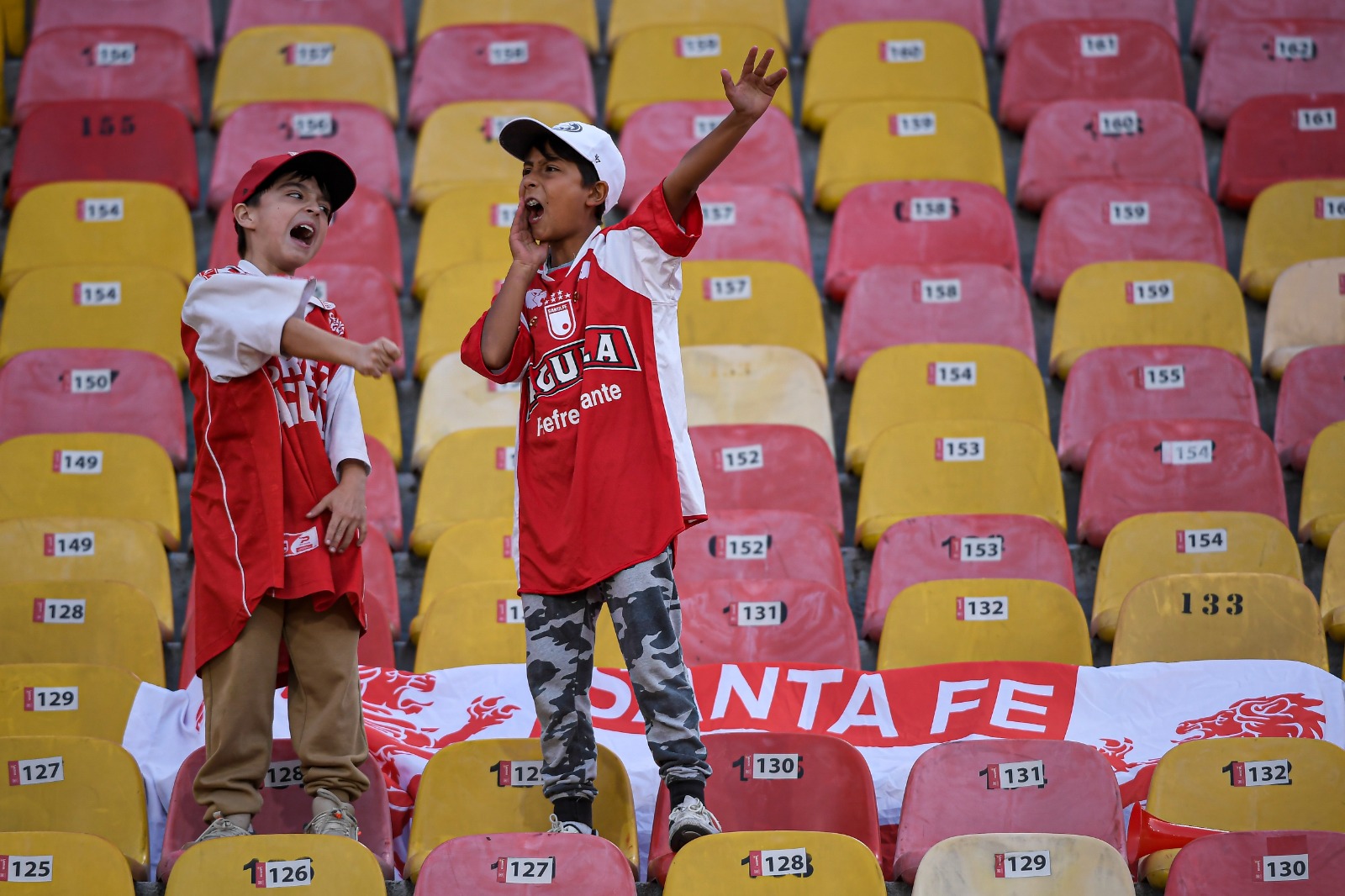 Una reducida hinchada acompañó a Santa Fe en su victoria sobre Deportivo Pasto en El Campín.