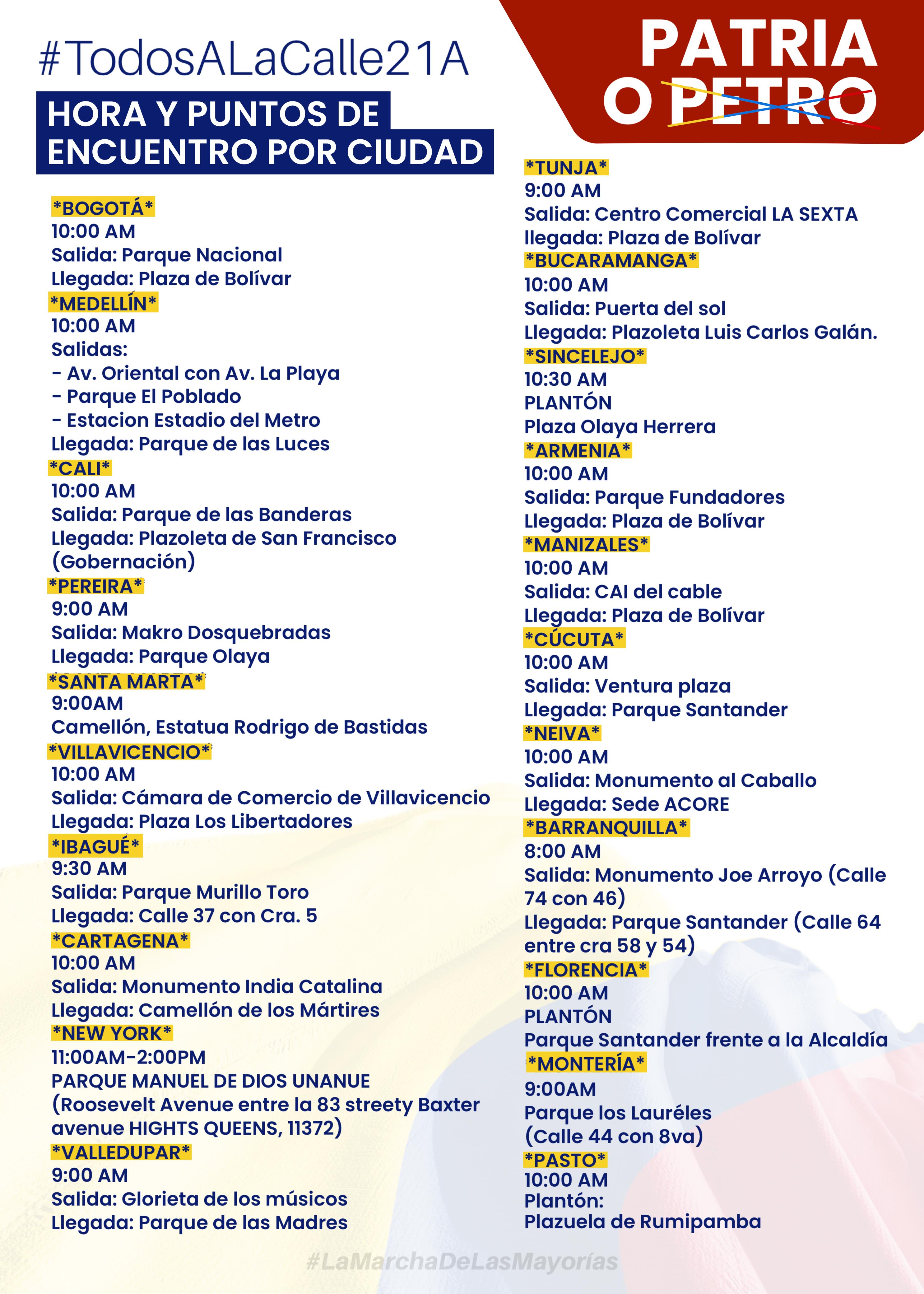 Estos son algunos de los lugares en los que se convocaron marchas este domingo 21 de abril.