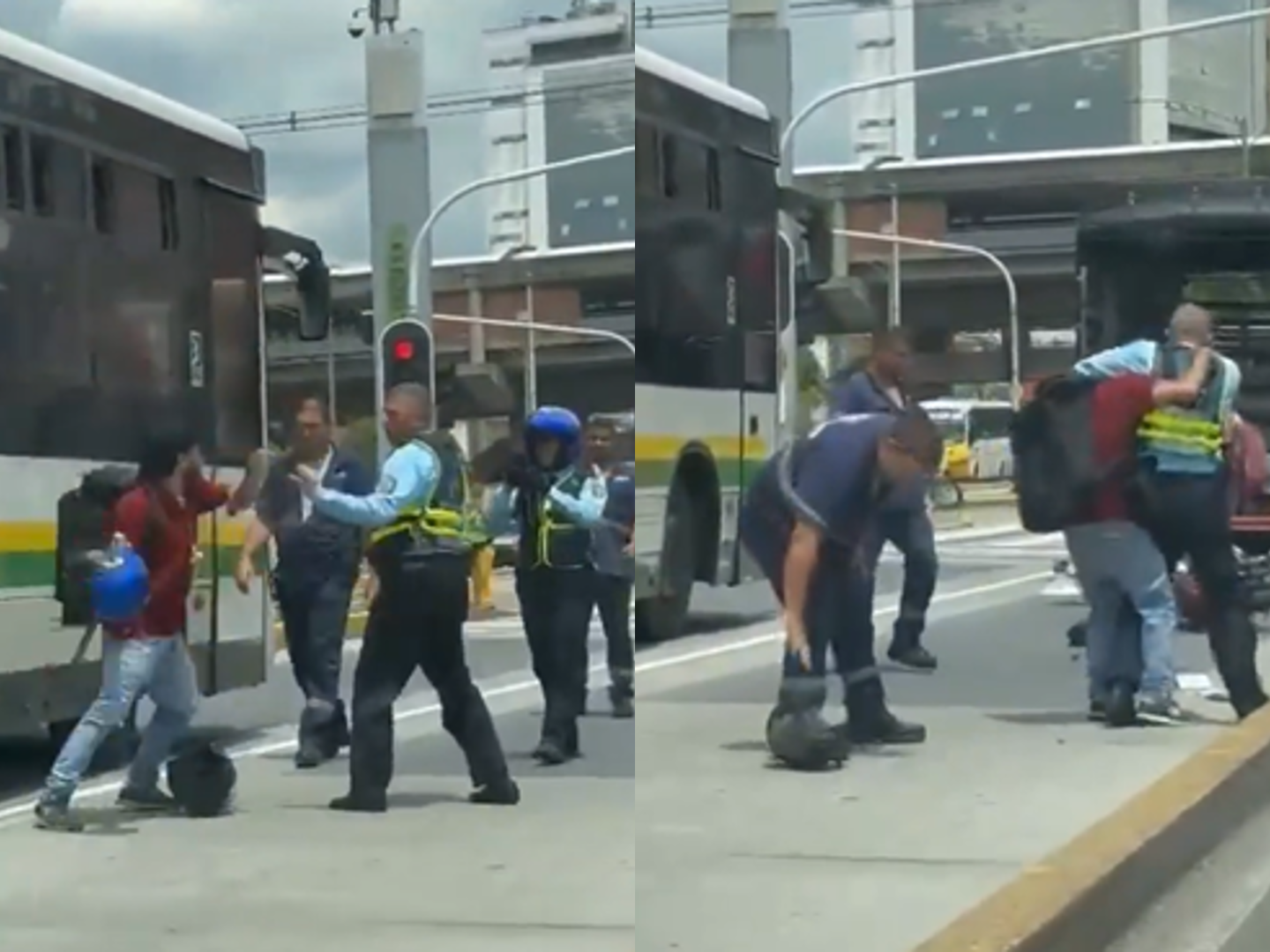 En video: motociclista y agente de tránsito se fueron a los puños en Medellín