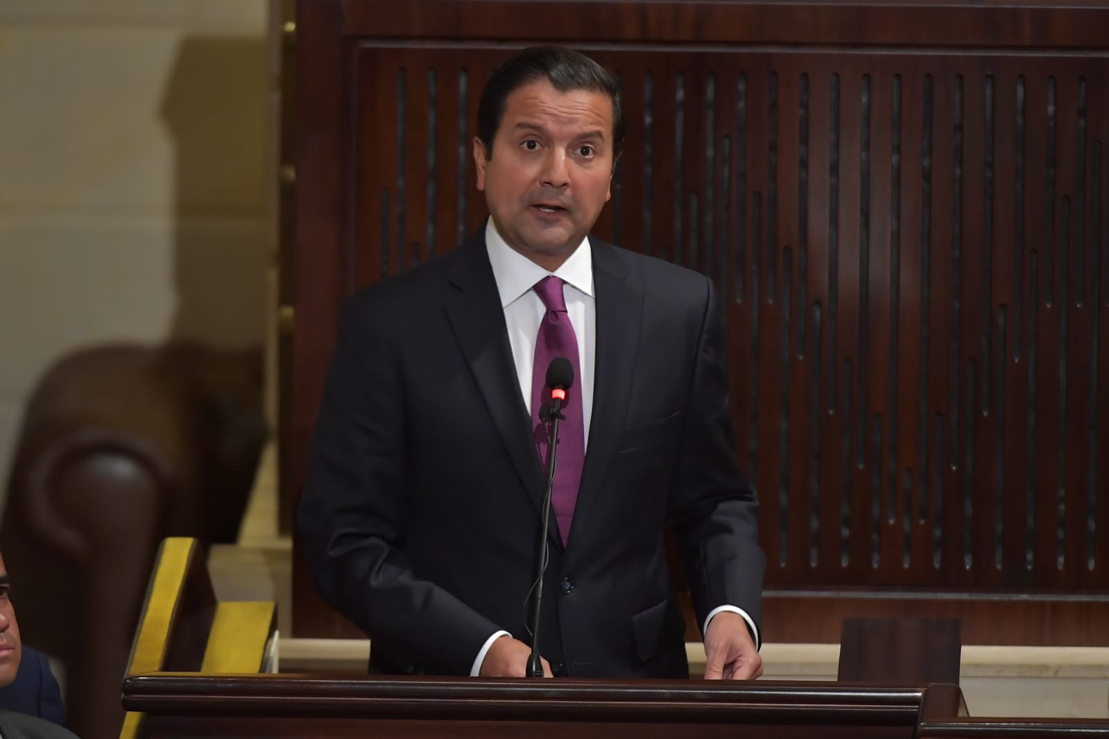 David Luna, senador de Cambio Radical, dando un discurso desde la oposición, este 20 de julio durante la instalación del Congreso.
