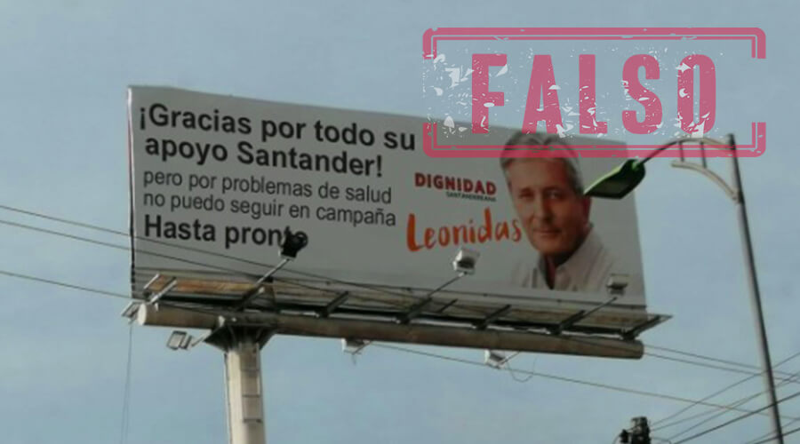 Valla que dice que Leonidas Gómez renuncia a candidatura a Gobernación de Santander es falsa