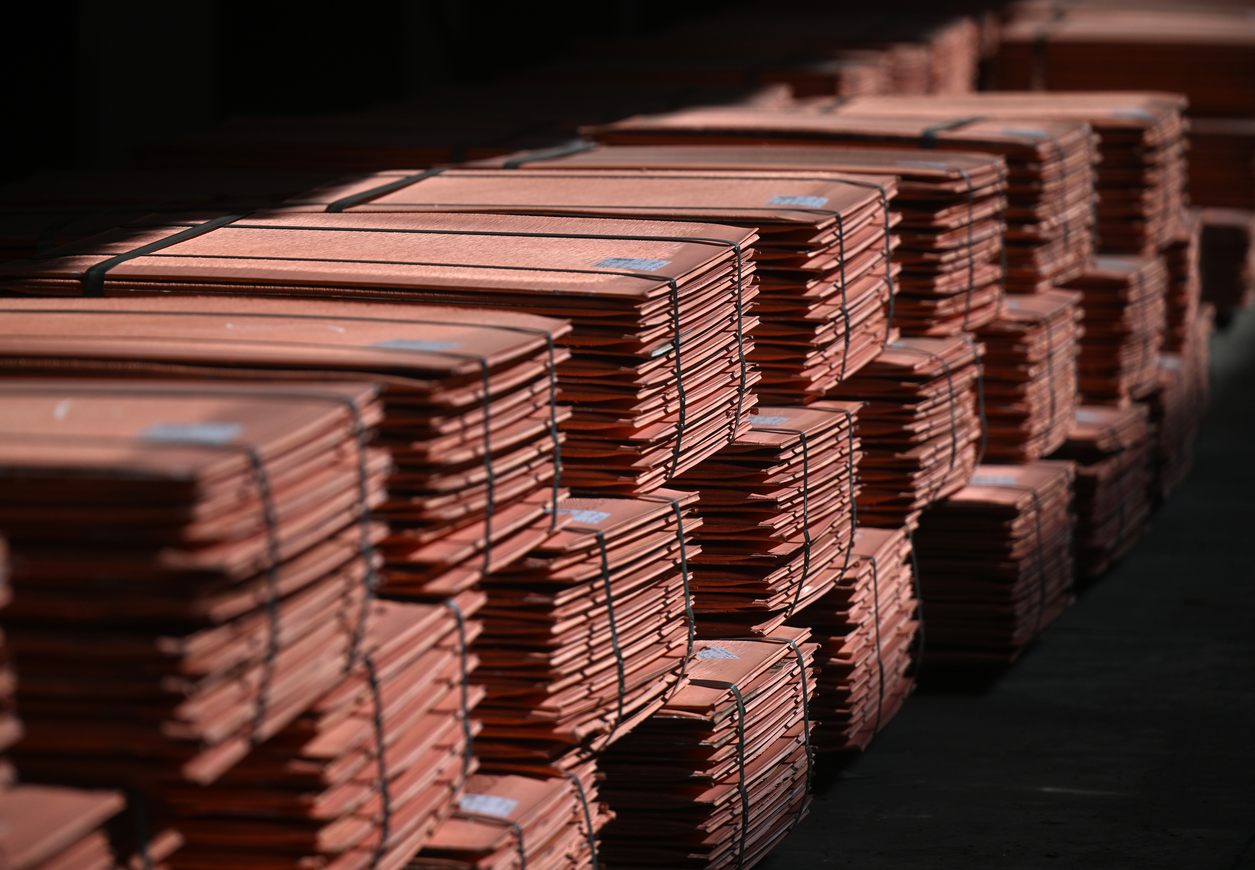 Copper cathode sheets. Photographer: Oliver Bunic/Bloomberg