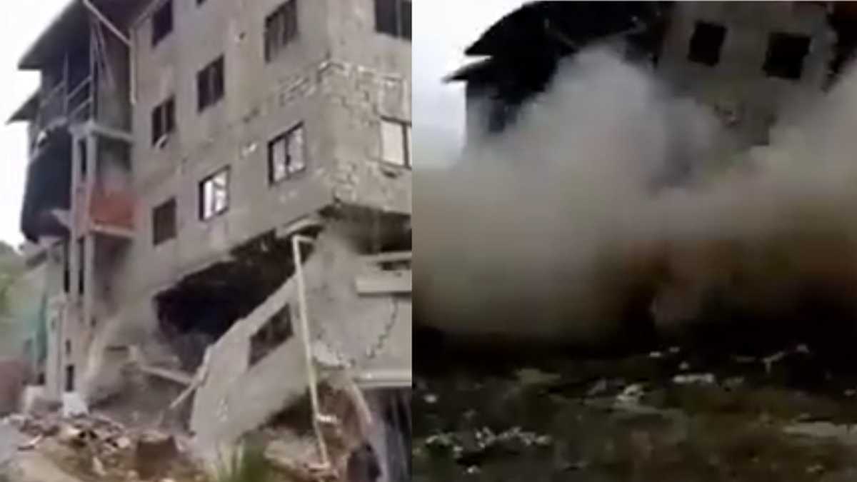 En video: edificio de cuatro pisos se desplomó en Guarne, Antioquia