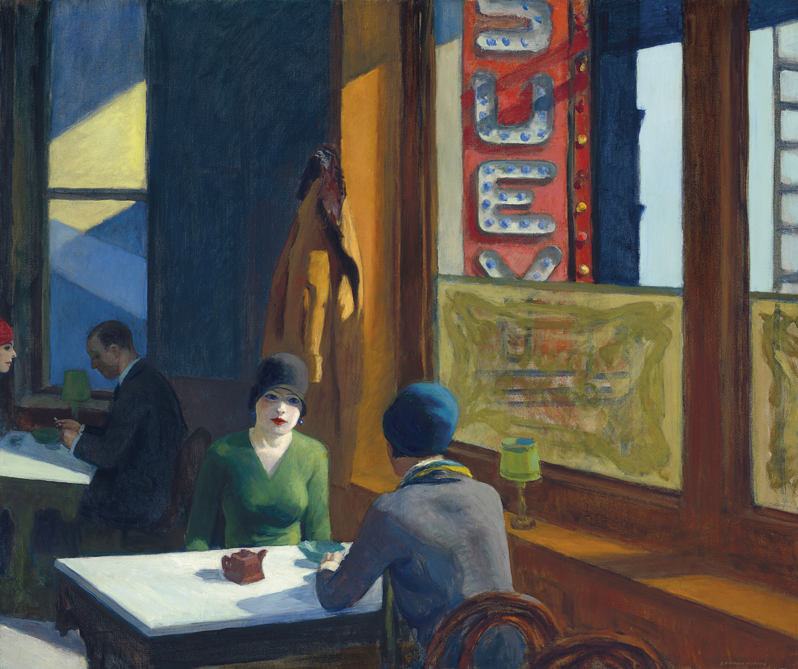 Chop Suey (1929) retrata a dos mujeres conversando en un restaurante. En noviembre de 2018, se convirtió en la obra más costosa del artista al venderse en $92 millones.