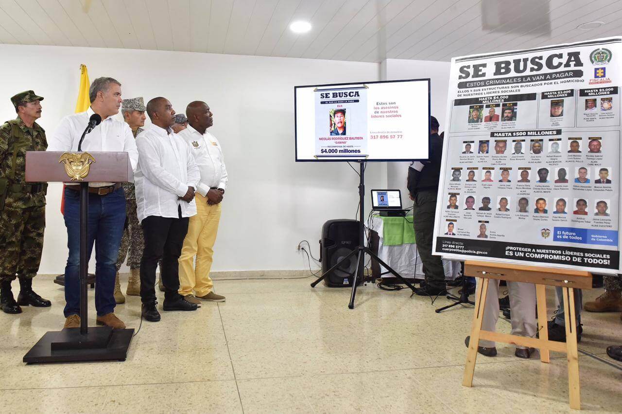 $4.000 millones de recompensa por información que permita la captura de jefes del ELN
