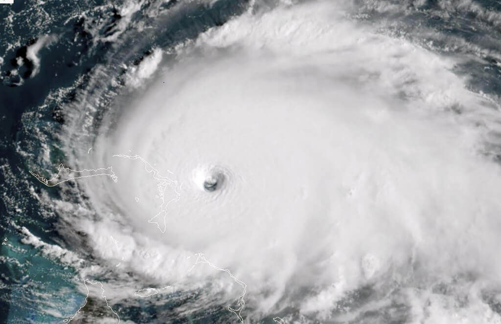 Imagen satelital del ojo del huracán Dorian tomada el 1 de septiembre de 2019. / AFP