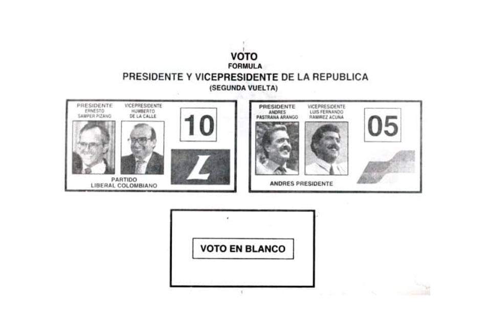 La segunda vuelta de 1994 enfrentó a Ernesto Samper y Andrés Pastrana. La victoria fue para el liberal por un estrecho margen. En un primer momento se llegó a pensar en un posible empate y en la falta de una tercera vuelta para estos escenarios.