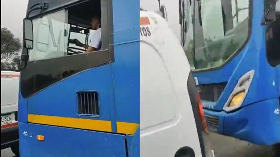 Bus del SITP chocó varias veces y, a propósito, a un carro durante un trancón
