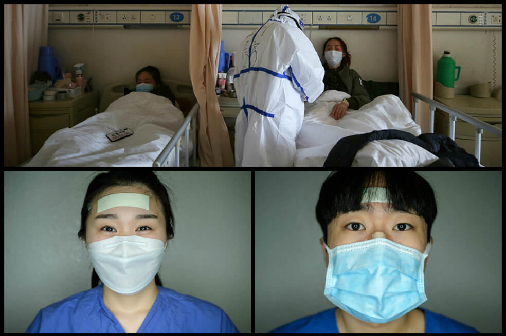 Así quedan los rostros del personal médico de Corea del Sur que lucha contra el coronavirus