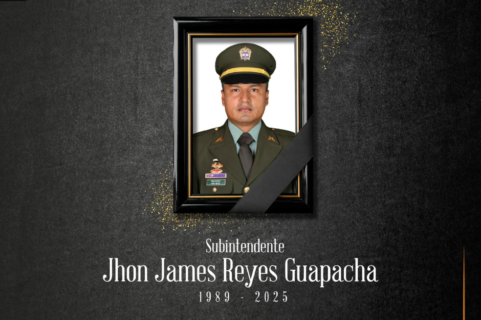 El subintendente Jhon James Reyes Guapacha fue asesinado en Toro (Valle del Cauca), cuando se encontraba de permiso.