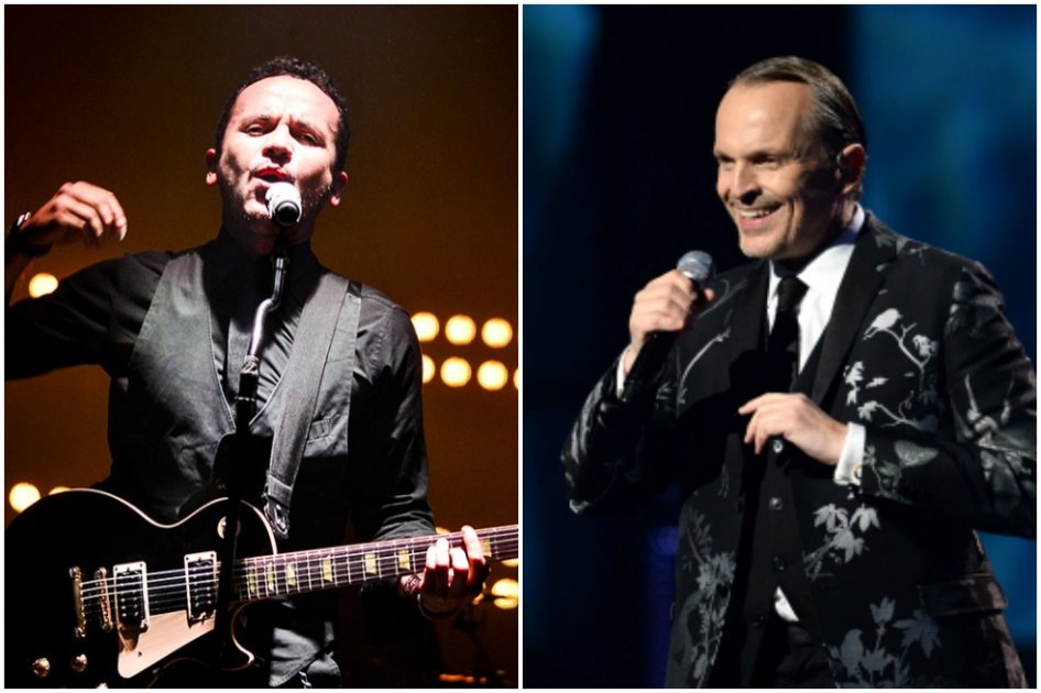 Los cantantes Fonseca y Miguel Bosé.