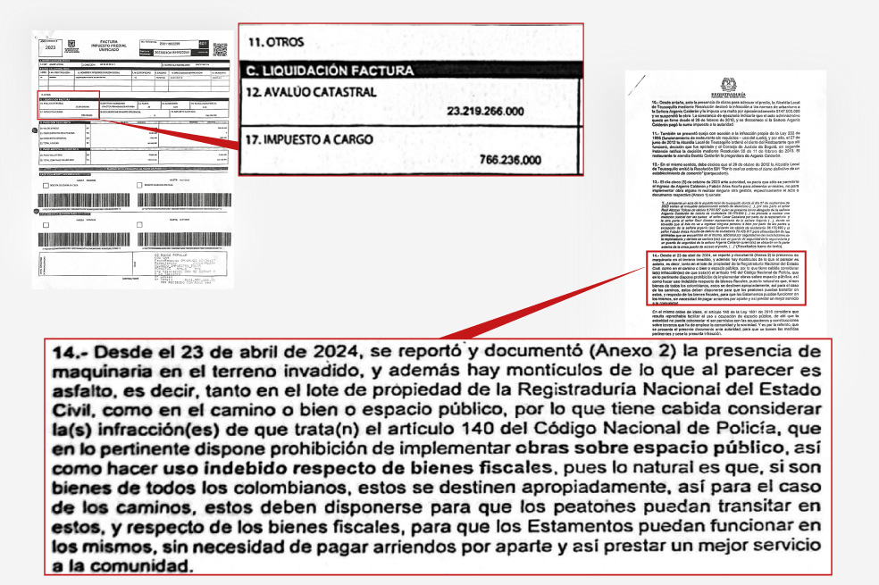 Facsímil de la queja impuesta por Registraduría por posible infracción urbanística.