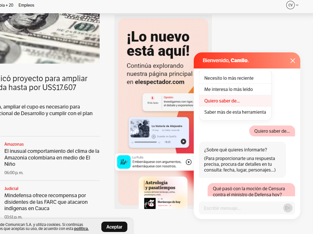 ChatBot El Espectador