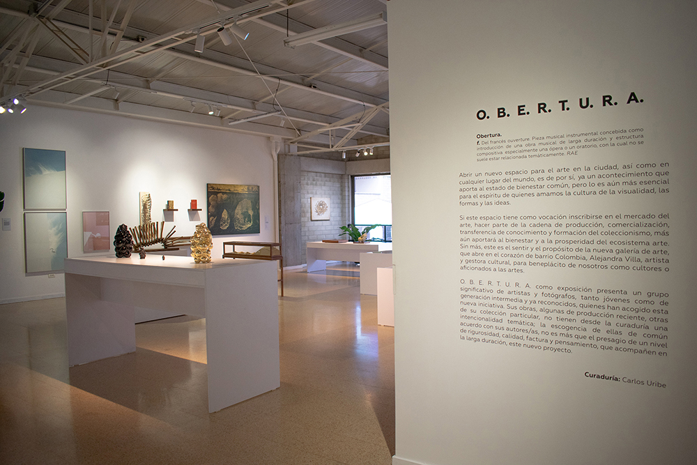 Vista de la exposición "O.B.E.R.T.U.R.A", en El coleccionista galería.