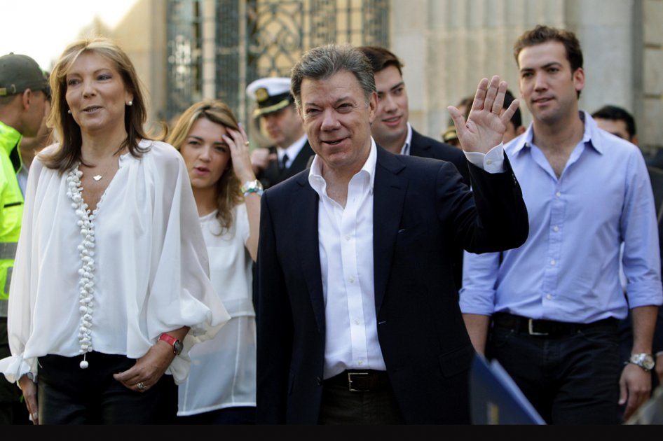 El presidente Juan Manuel Santos con su esposa María Clemencia Rodríguez y sus hijos Martín, Estevan y Maria Antonia