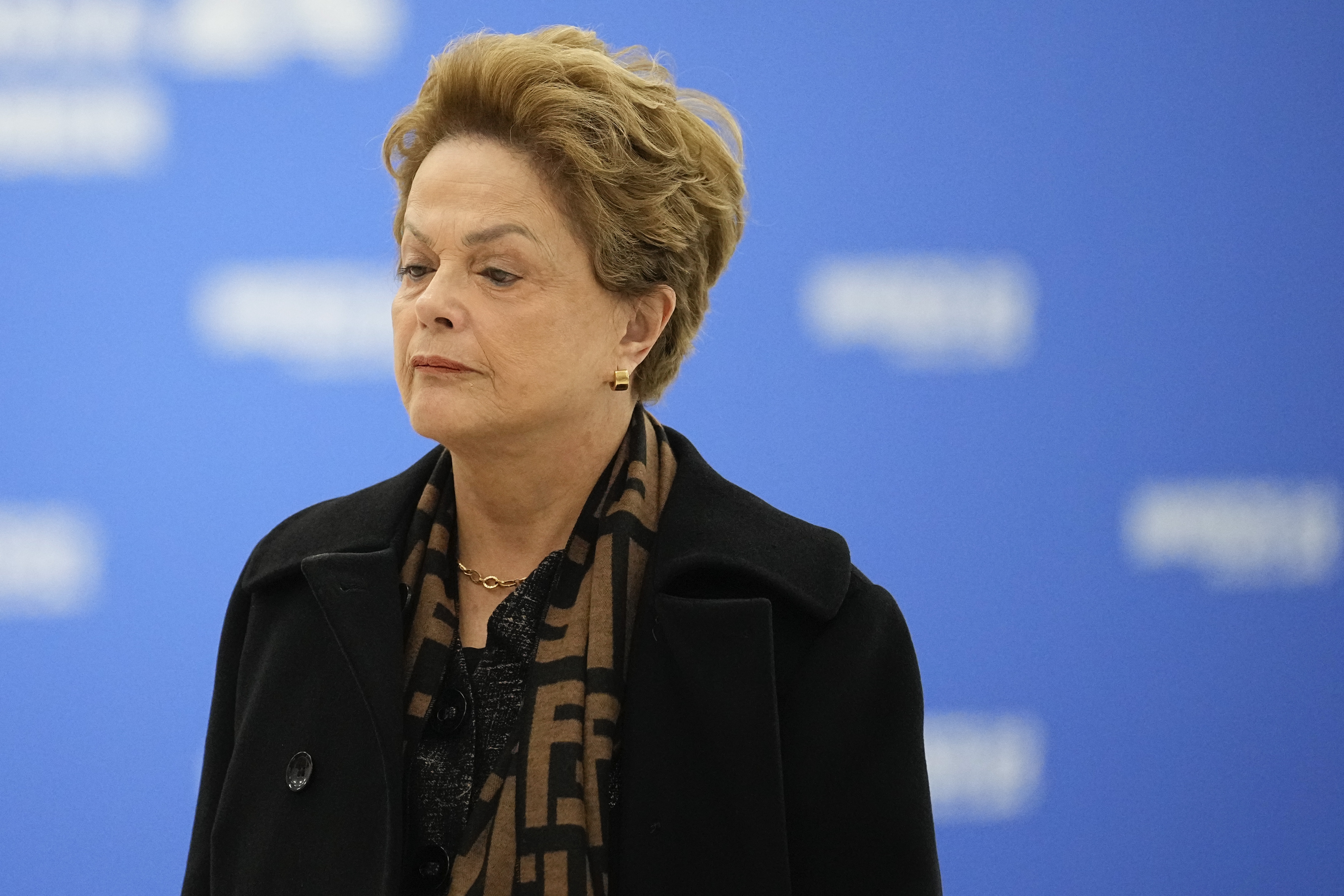 (FILES) Dilma Rousseff, Chair of the New Development Bank and former president of Brazil, arrives at the BRICS summit in Kazan on October 24, 2024.