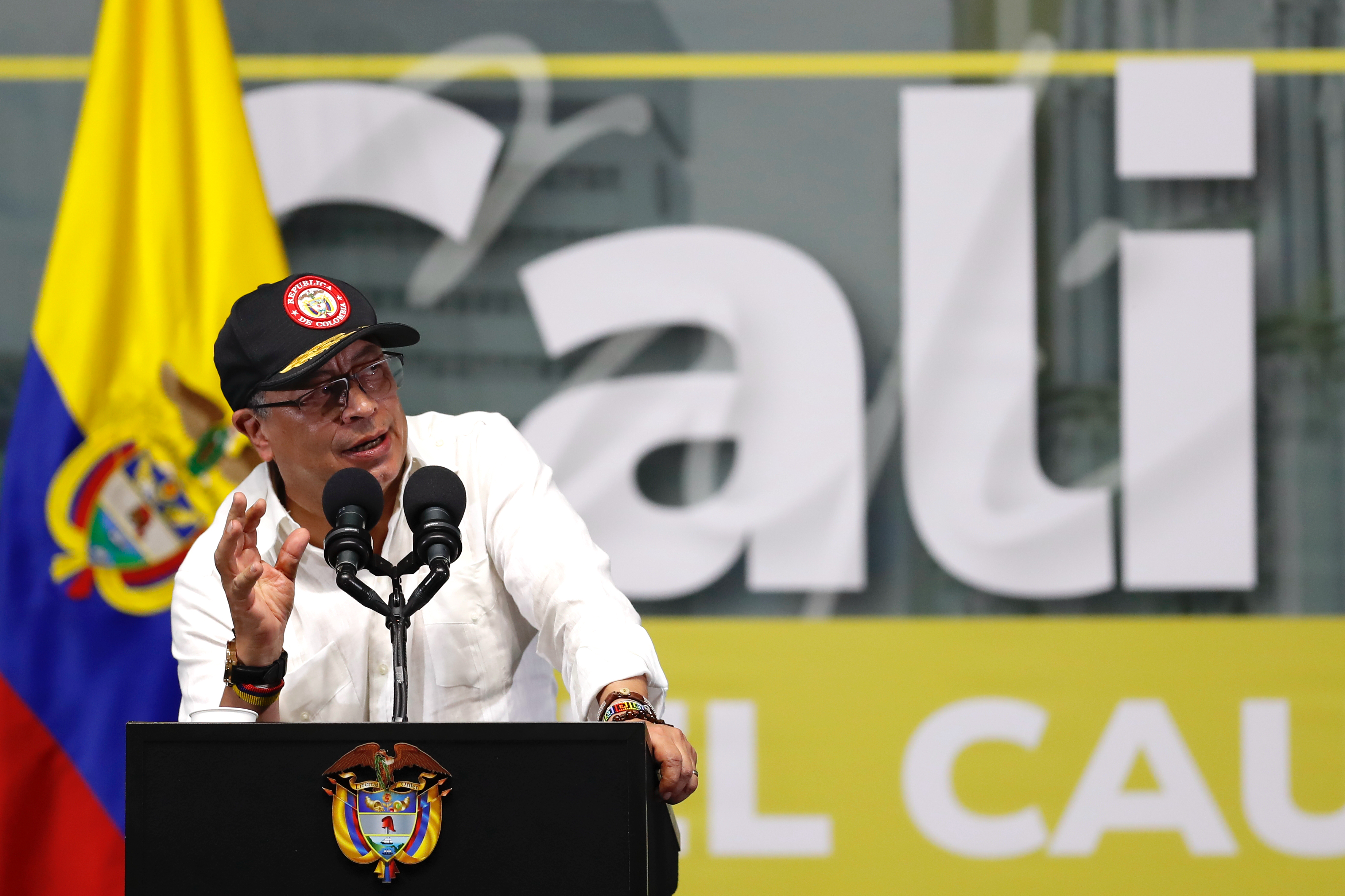 AME5305. CALI (COLOMBIA), 10/05/2024.- El presidente de Colombia Gustavo Petro habla durante la Asamblea Popular Por La Paz y La Vida este viernes, en Cali (Colombia). EFE/Ernesto Guzmán