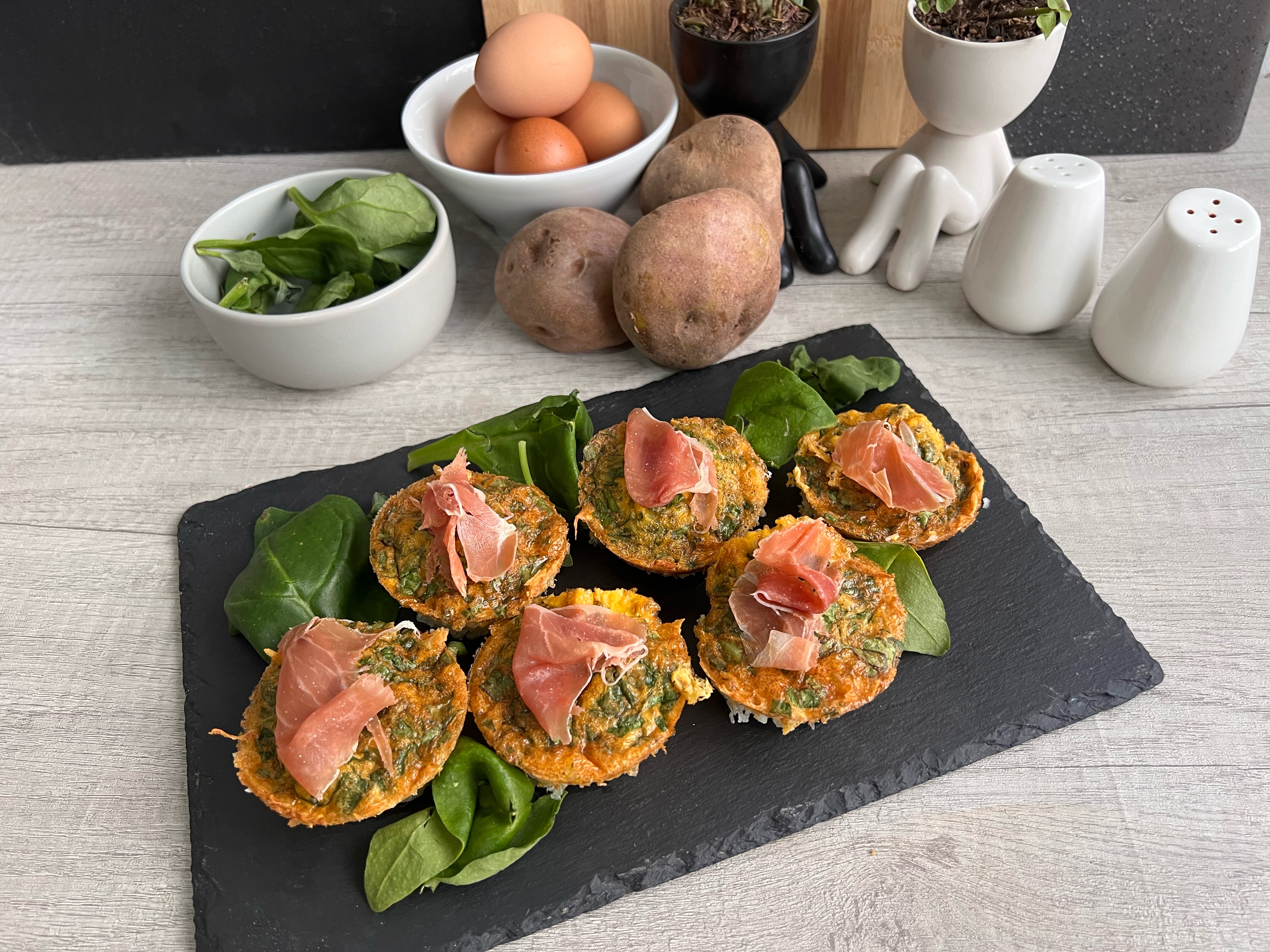 Receta: canastas de papa y huevo