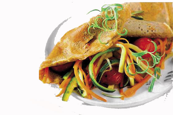 Crepes de trigo integral con vegetales