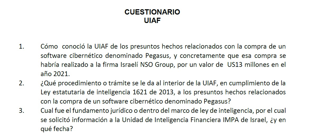 Estas son algunas de las preguntas que se le realizaron a la UIAF.