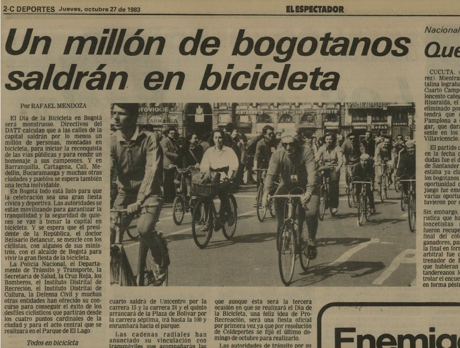 Estos son algunos artículos que han registrado la evolución de la Ciclovía.