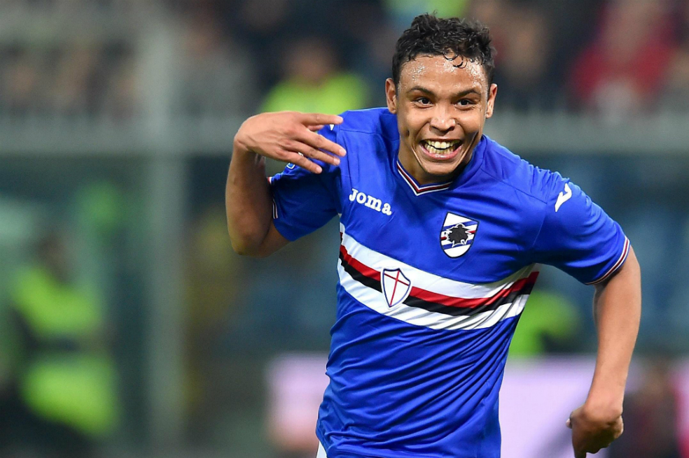 El colombiano Luis Fernando Muriel celebra el gol con el que Sampdoria derrotó a Genoa. / EFE