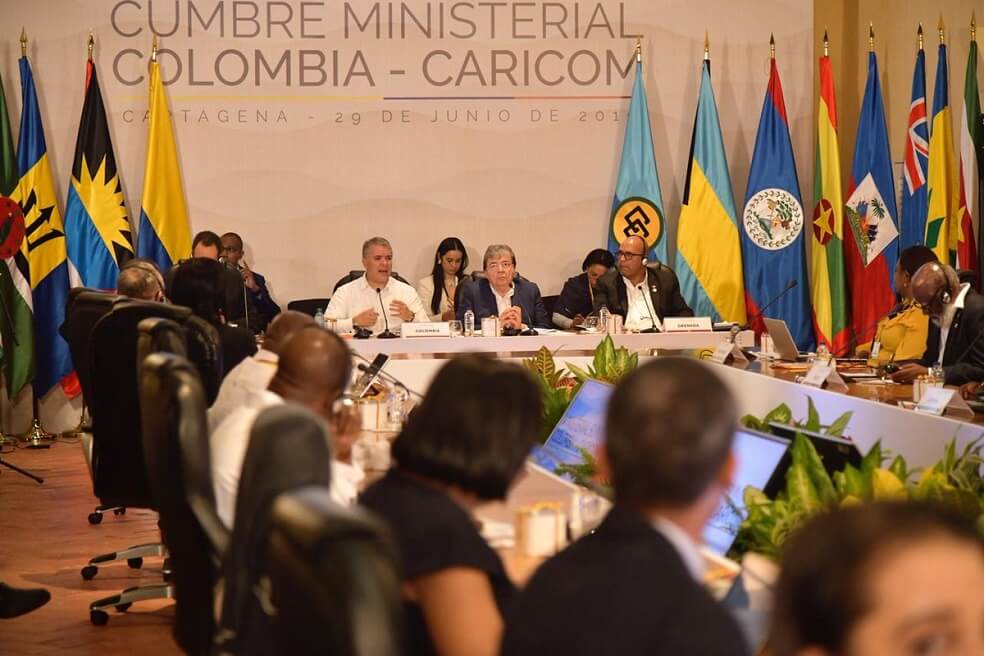 Cancilleres de 15 países participan de la Cumbre de la Comunidad del Caribe en Cartagena de Indias.  / Tomada de Twitter: @CancilleriaCol
