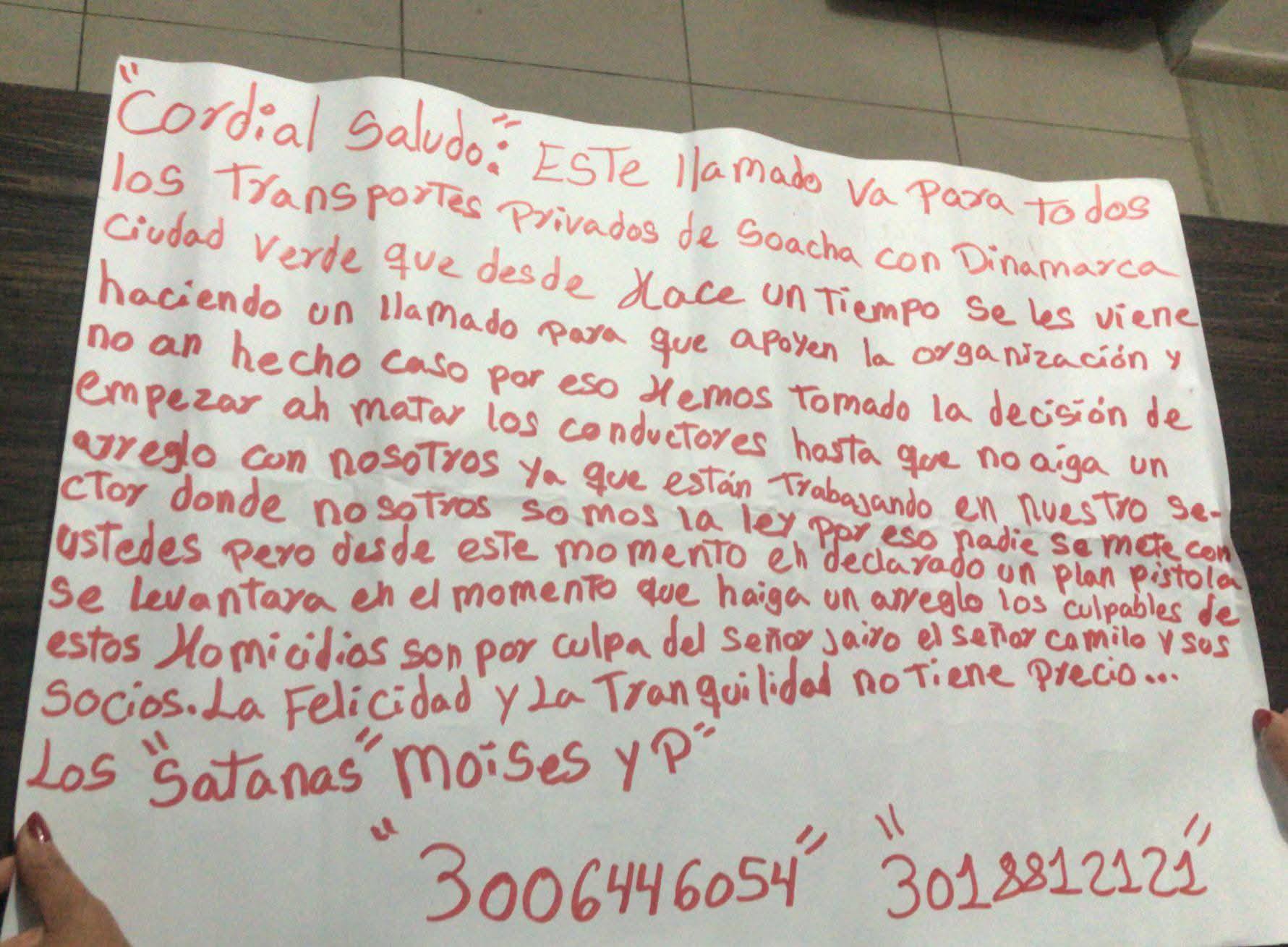 Operativos contra la extorsión en Soacha tras violencia desatada contra conductores, al parecer por casos de extorsión.