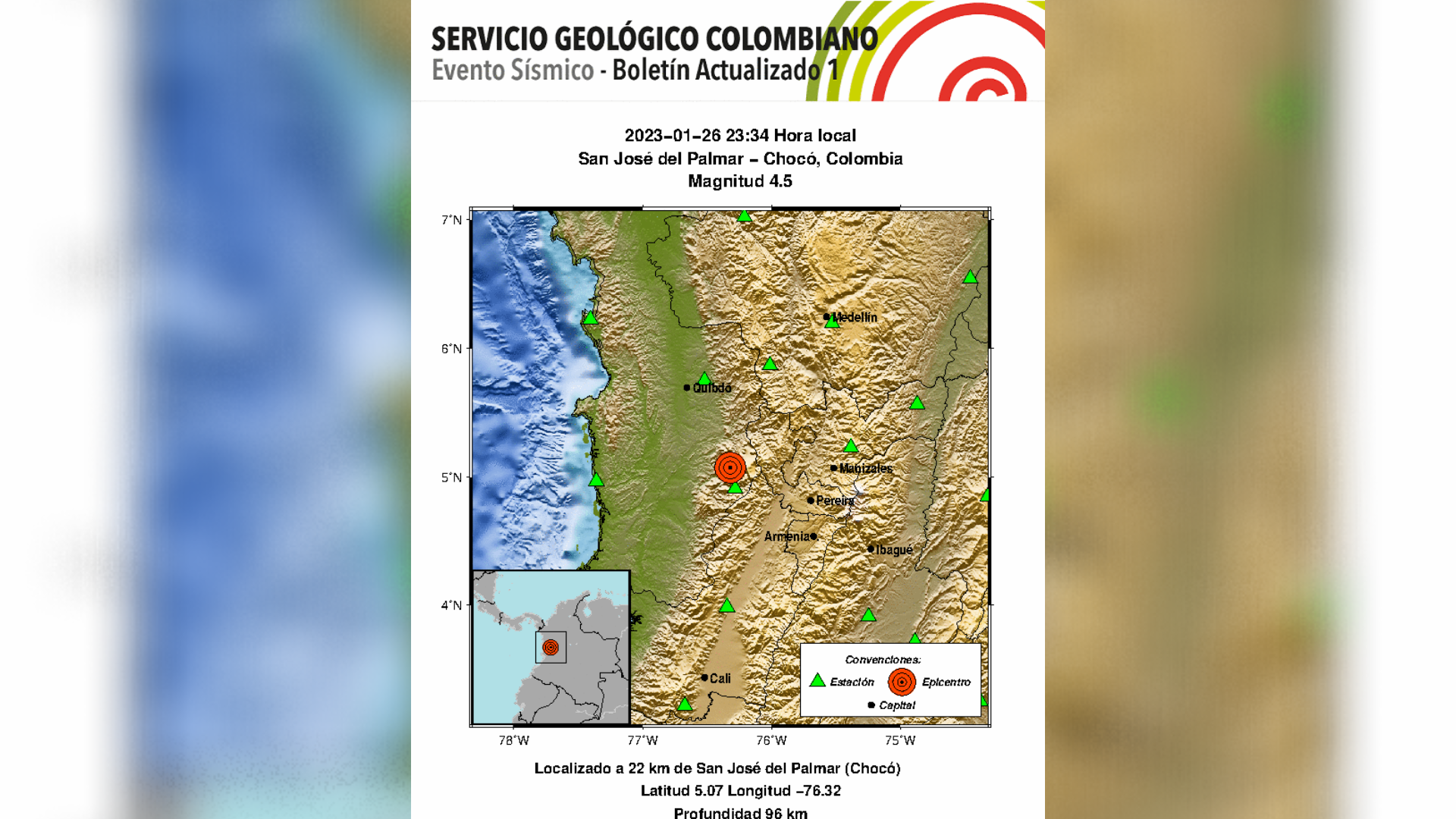 Se registró un temblor en Colombia durante la noche de este jueves