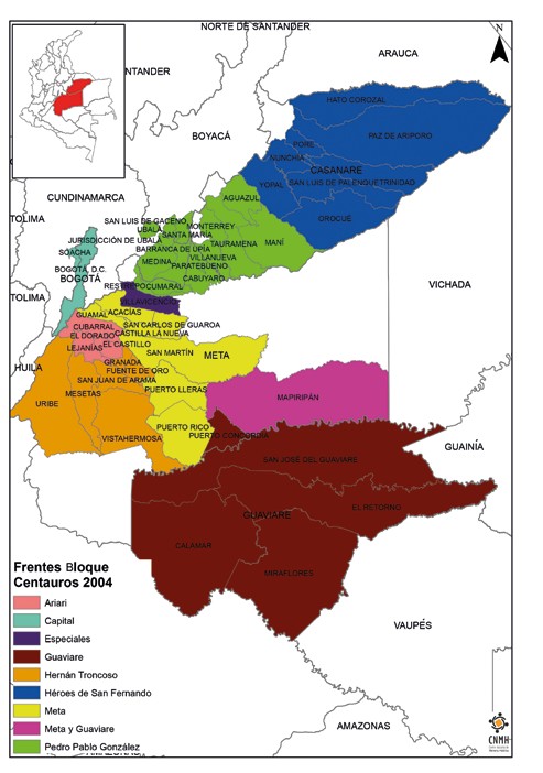 Configuración espacial de los frentes del BCe en su máximo periodo
de expansión (2004)