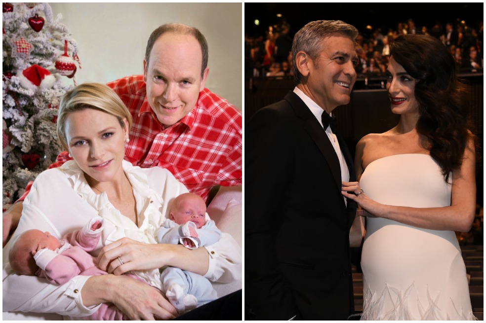 Los príncipes Alberto y Charlène, el actor George Clooney y su esposa Amal.