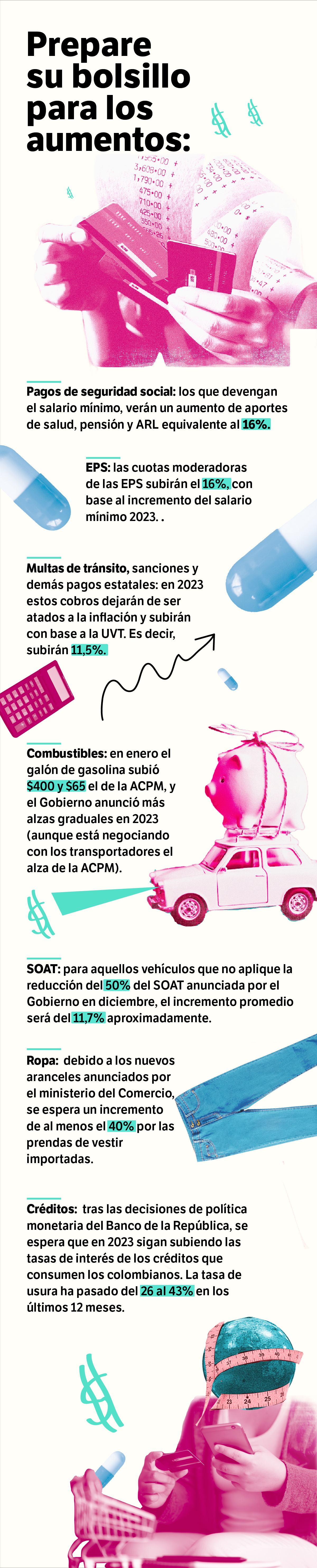 Algunos de los aumentos que tendremos que pagar en este 2023.