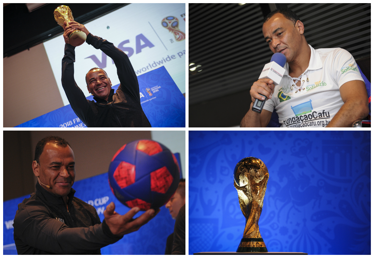 Cafú está en Colombia con la Copa Mundo