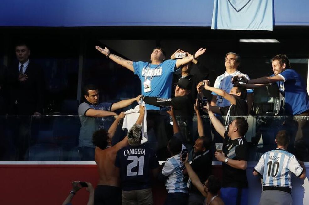 La imagen de Diego Maradona en Rusia 2018.