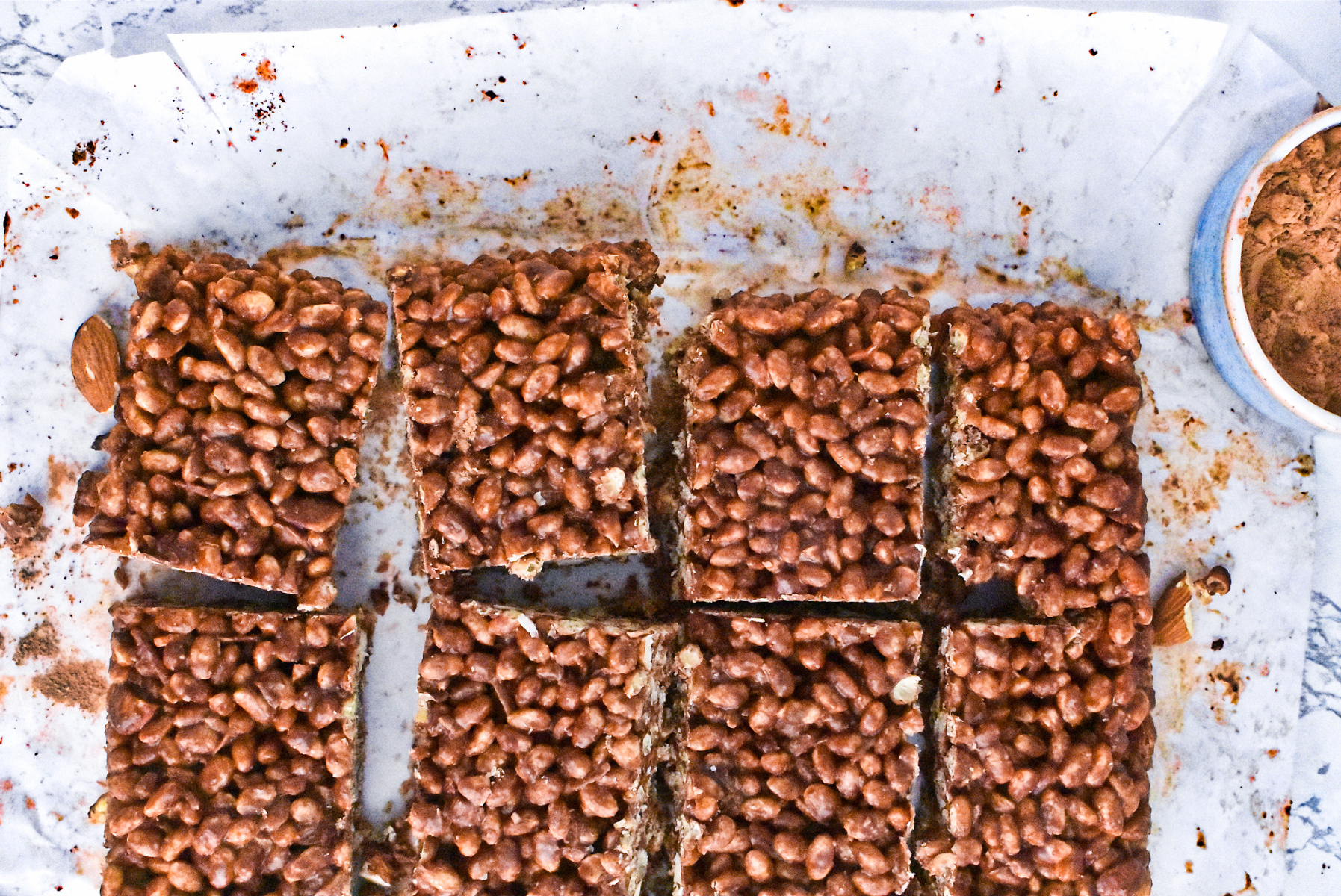 Barras crocantes de chocolate, sin azúcar refinada