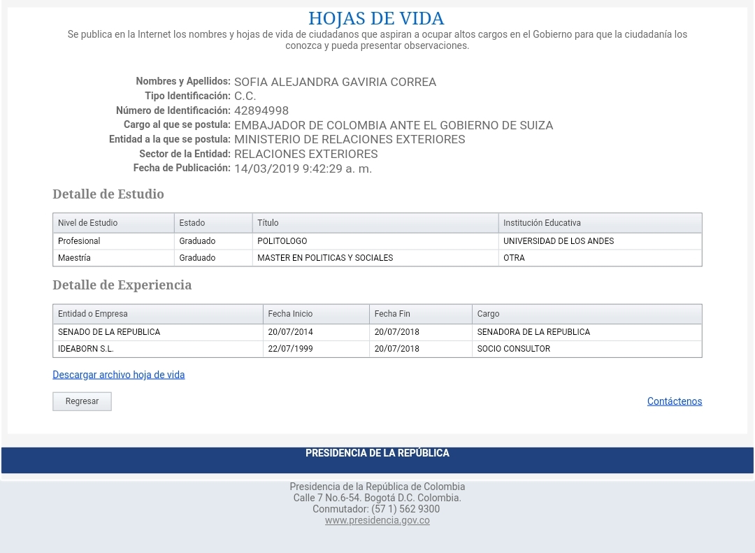 Gaviria Correa es politóloga de la Universidad de los Andes, con maestría en políticas públicas y sociales, estudios que adelantó en España. Es hija del empresario Guillermo Gaviria Echeverry y hermana de Guillermo Gaviria Correa, exgobernador de Antioquia, secuestrado por las Farc yasesinado en un fallido intento de rescate. Su otro hermano es el también político Aníbal Gaviria Correa, quien fue alcalde de Medellín.