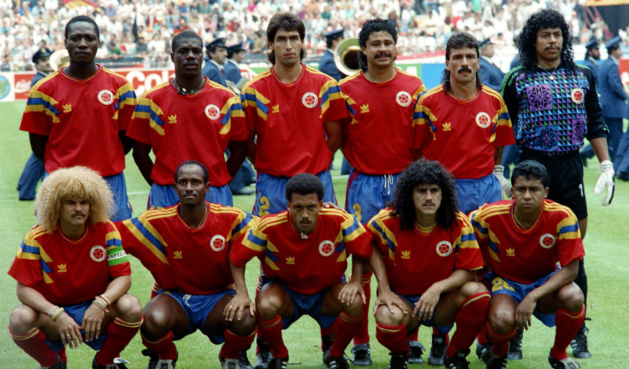Foto de la selección de Colombia previo al partido ante Alemania en el Mundial de Italia 1990.