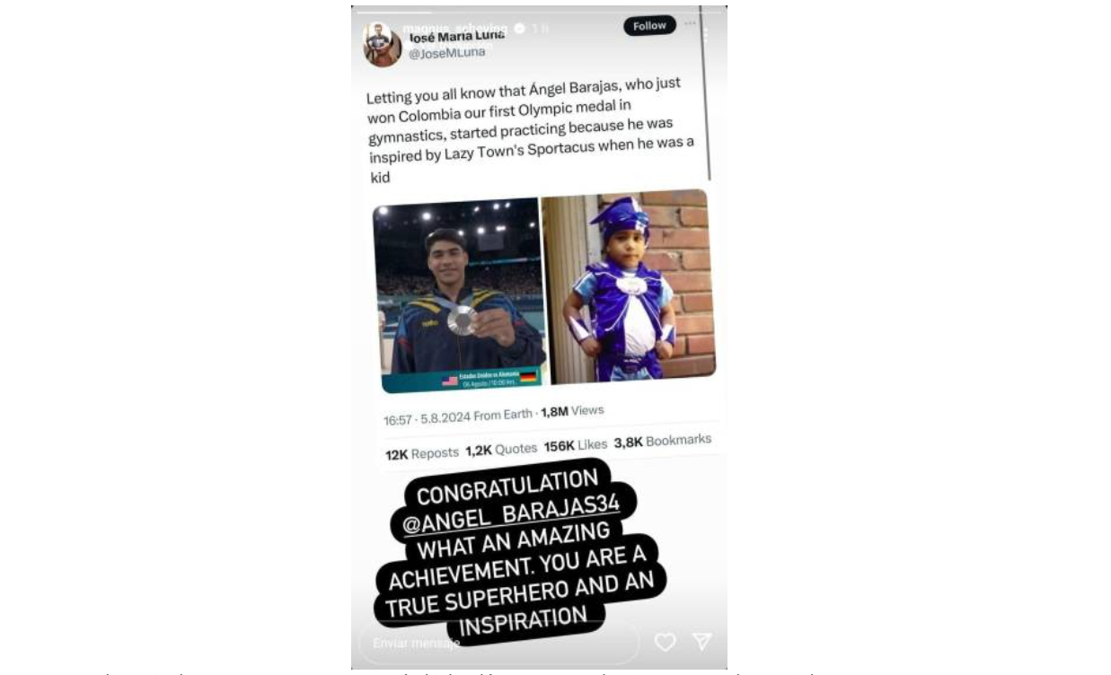 Sportacus, de ‘Lazy Town’, envió emotivo mensajea Ángel Barajas, gimnasta colombiano