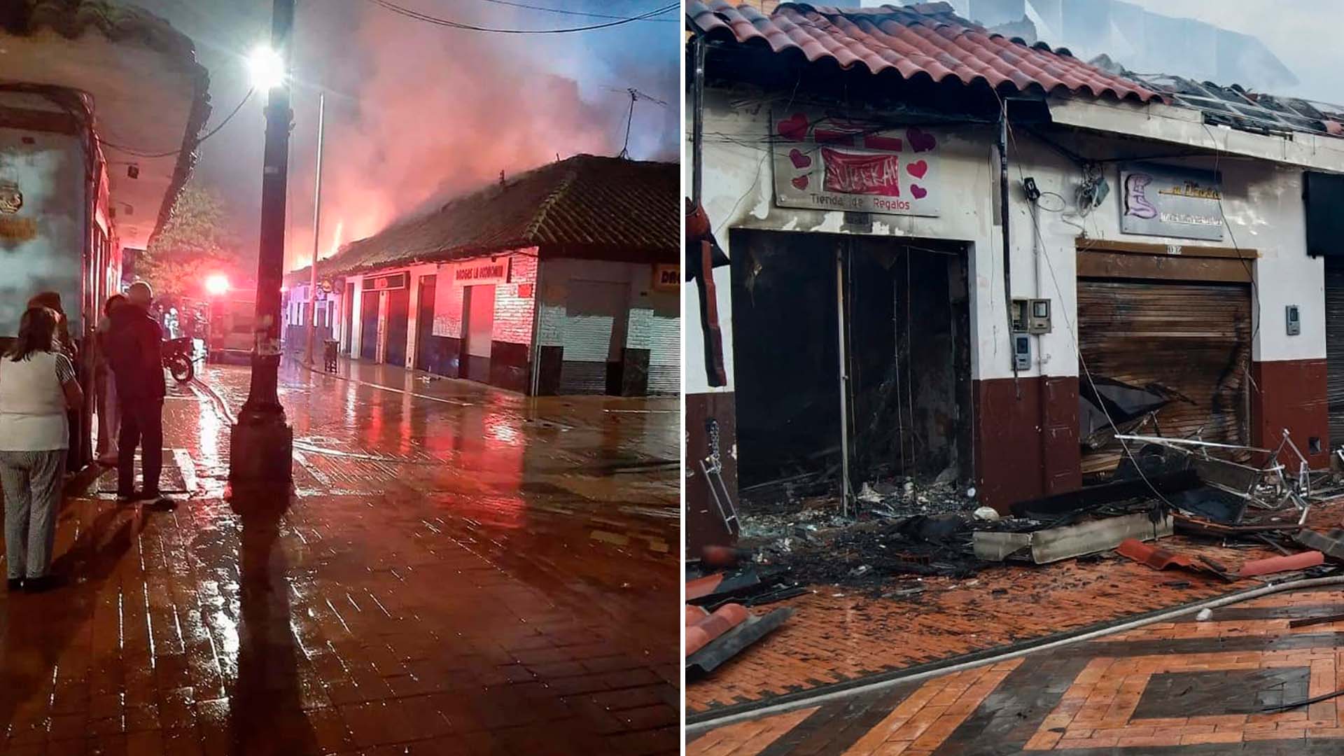 En video: Incendio en Chía deja una decena de viviendas y locales afectados
