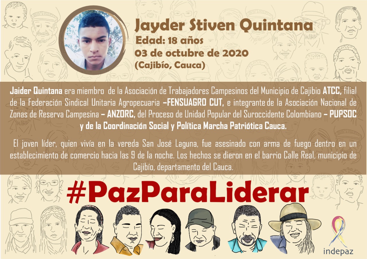 Líder asesinado en Cauca.