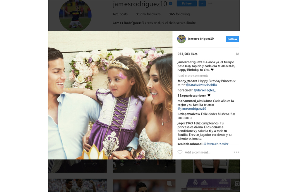 James Rodríguez y Daniela Ospina celebran los cuatro años de su hija Salomé