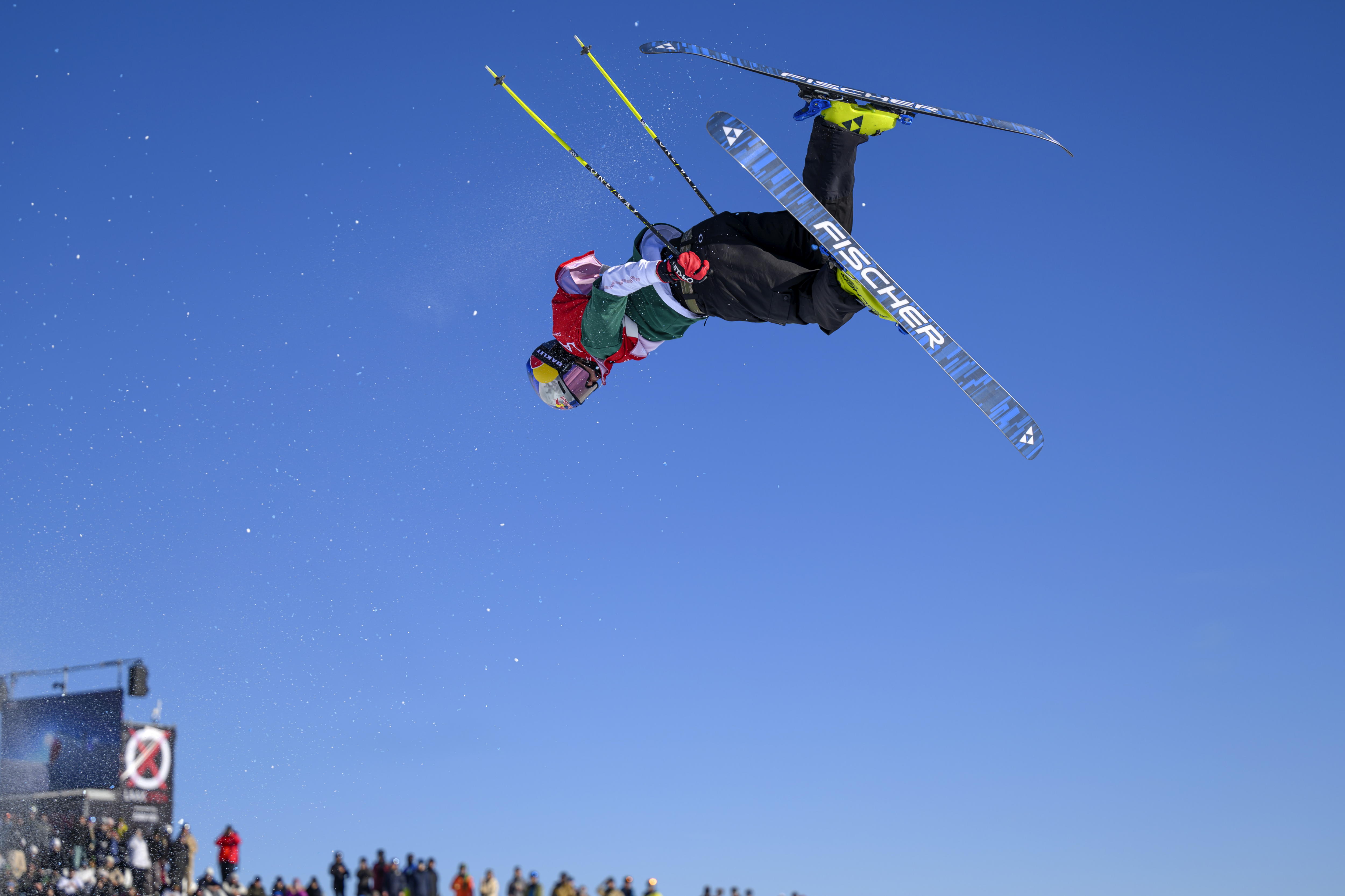 Laax (Switzerland Schweiz Suisse), 17/01/2025.- Mathilde Gremaud of Switzerland in action during the final run of the Freeski Slopestyle World Cup at the Laax Open in Laax, Switzerland, 17 January 2025. (Suiza) EFE/EPA/GIAN EHRENZELLER