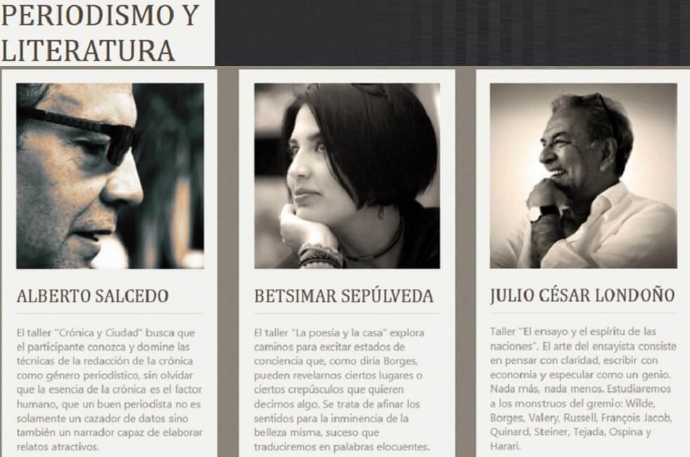 Habrá sesiones grupales virtuales, un blog para la crítica colectiva de los ejercicios de los estudiantes y un espacio para conversaciones telefónicas del profesor con cada uno de sus alumnos. Son, en síntesis, talleres personalizados de periodismo y literatura online.