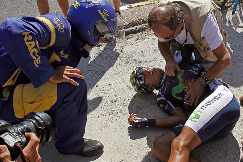 Nairo Quintana sufrió caída sin consecuencias en Vuelta a España