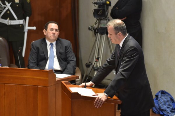 Alfonso Cajiao en su ponencia en la Corte Constitucional. Foto: Defensoría