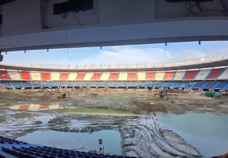 El interior del estadio Roberto Meléndez de Barranquilla, en medio de su remodelación.