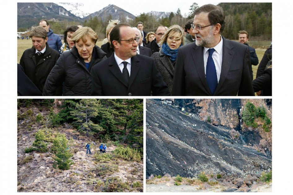 Hollande, Rajoy y Merkel llegaron a la zona donde se estrelló el avión de Germanwings