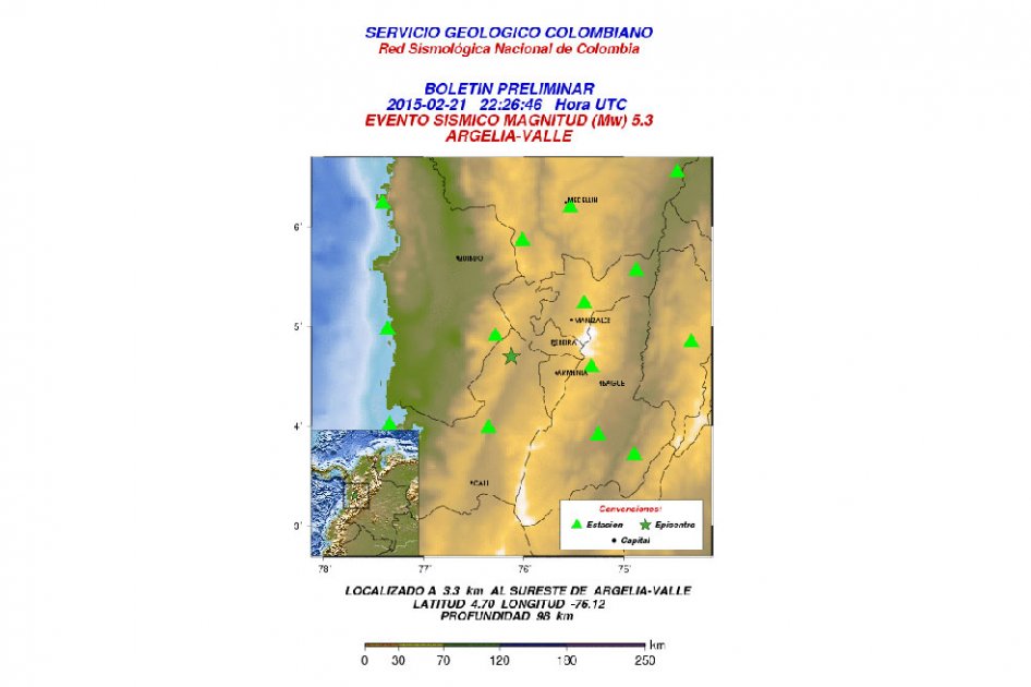 Sismo de 5,2 grados sacude al occidente colombiano
