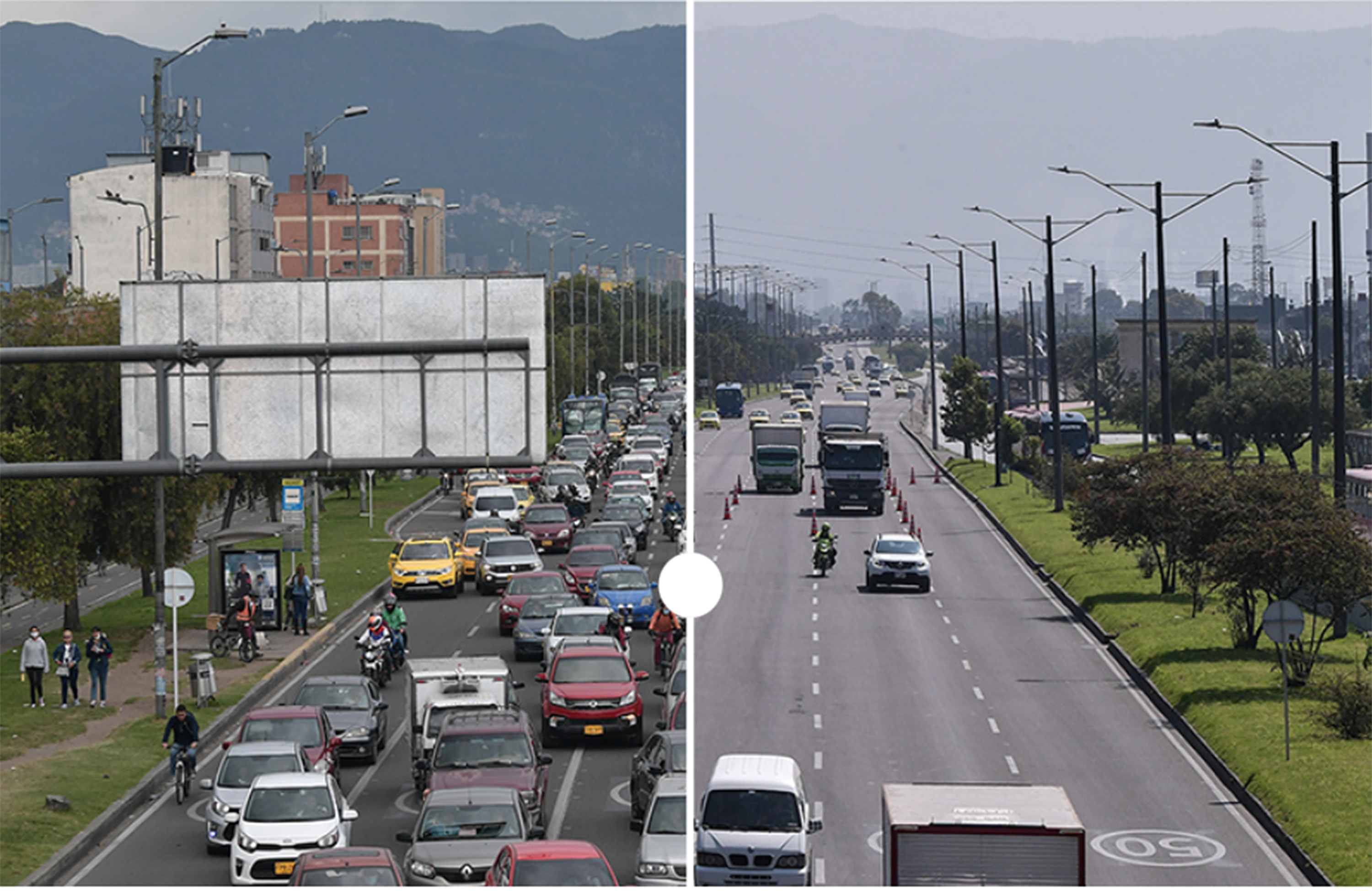 En fotos: así se vieron los puntos más caóticos de Bogotá sin carros