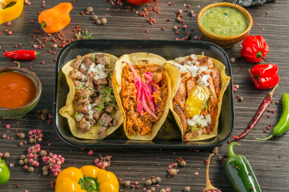 3 tacos con mucho sabor a México
